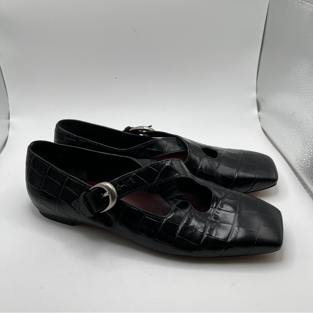 Vince Cici Croc-Embossed Leather Ballet Flats black size 7.5M - Picture 2 of 11